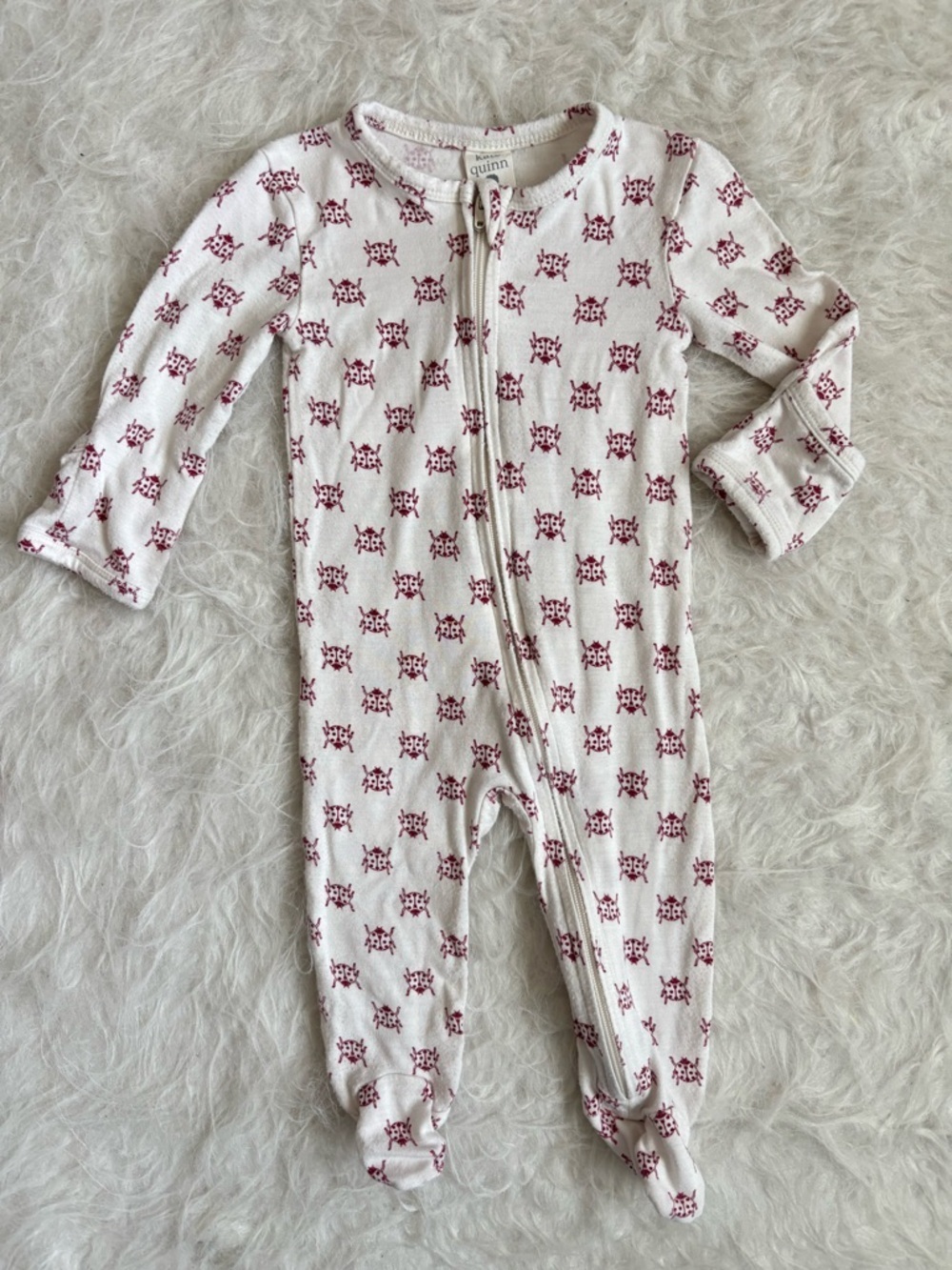 Kate Quinn Baby Bamboo Ladybug Zip Footie Pajamas